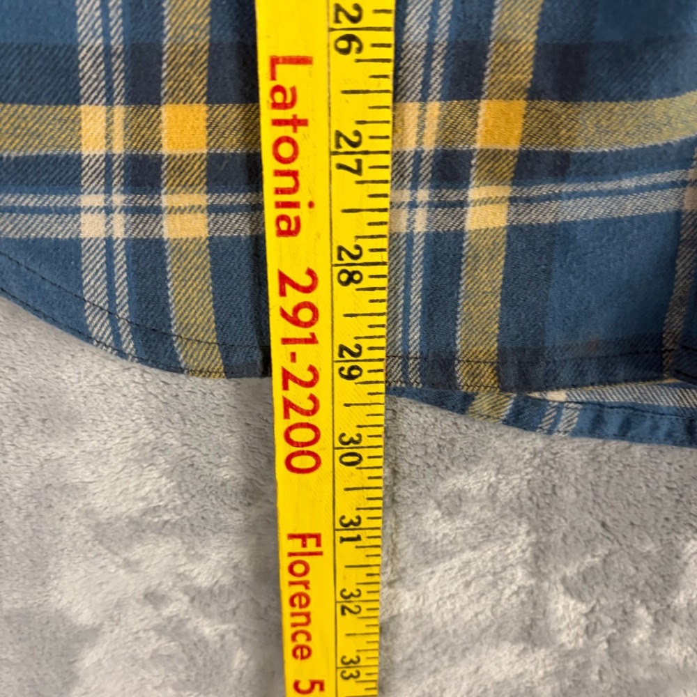 Columbia Regular Fit Flannel Shirt Mens Medium Blue Yellow Plaid Long Sleeve - Picture 5 of 7